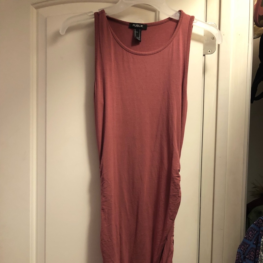 Pink side ruched dress